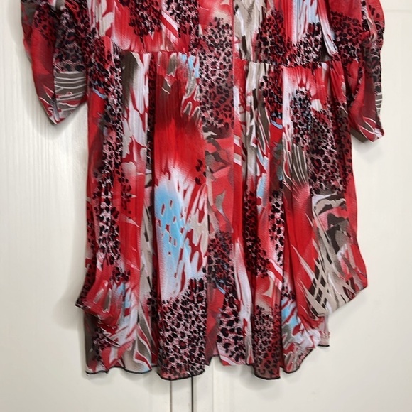 Erin London Women’s Abstract Blouse Plus Size M Red Tones - Picture 3 of 11